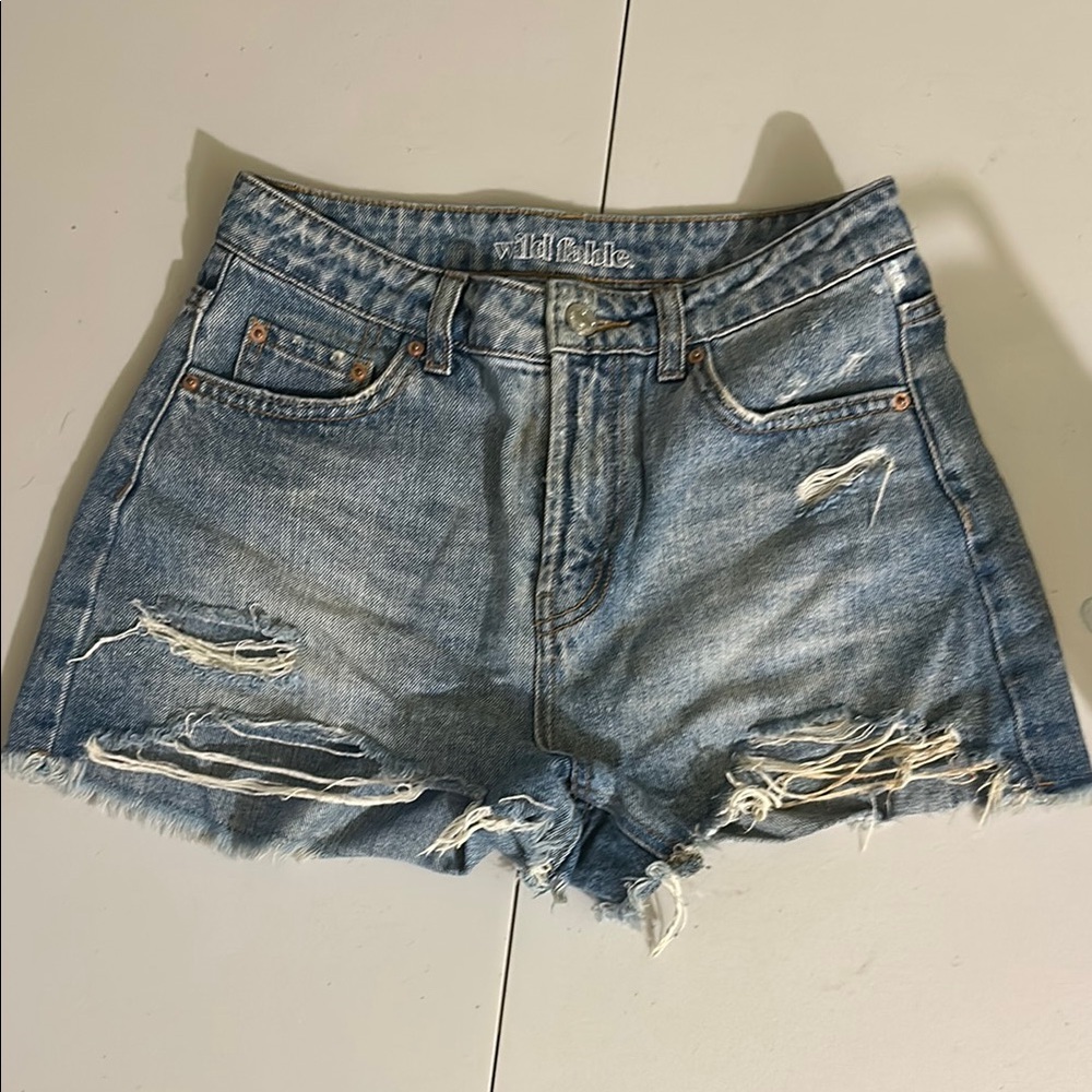 Wild Fable Blue Jean Shorts with Frayed Hem high waisted